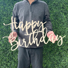QPARTYFIRE Happy Birthday Sign backdrop offers warm, reusable decor.