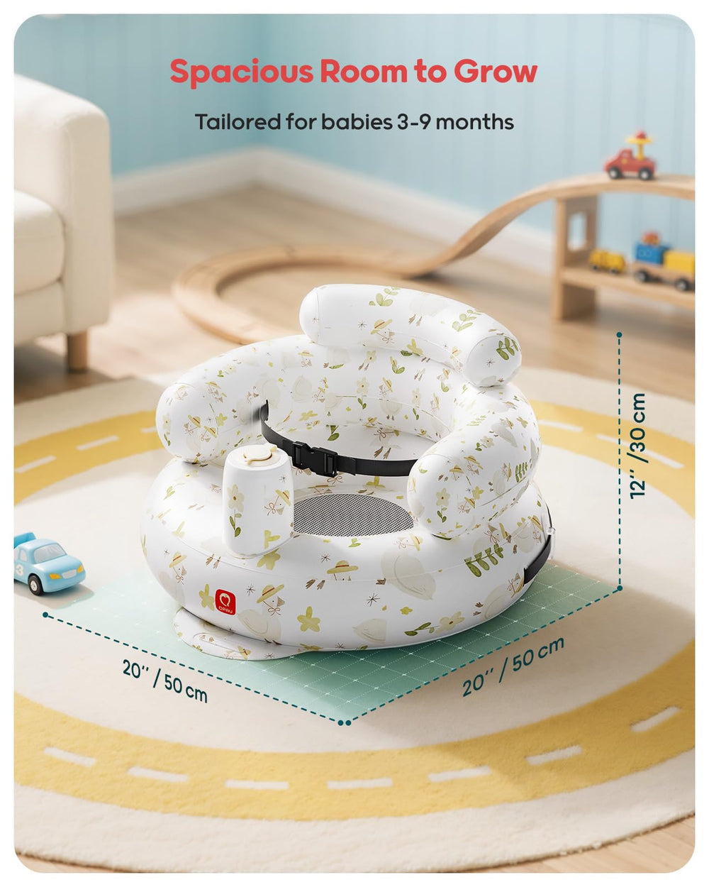 QPAU inflatable seat folds compactly for travel and storage.