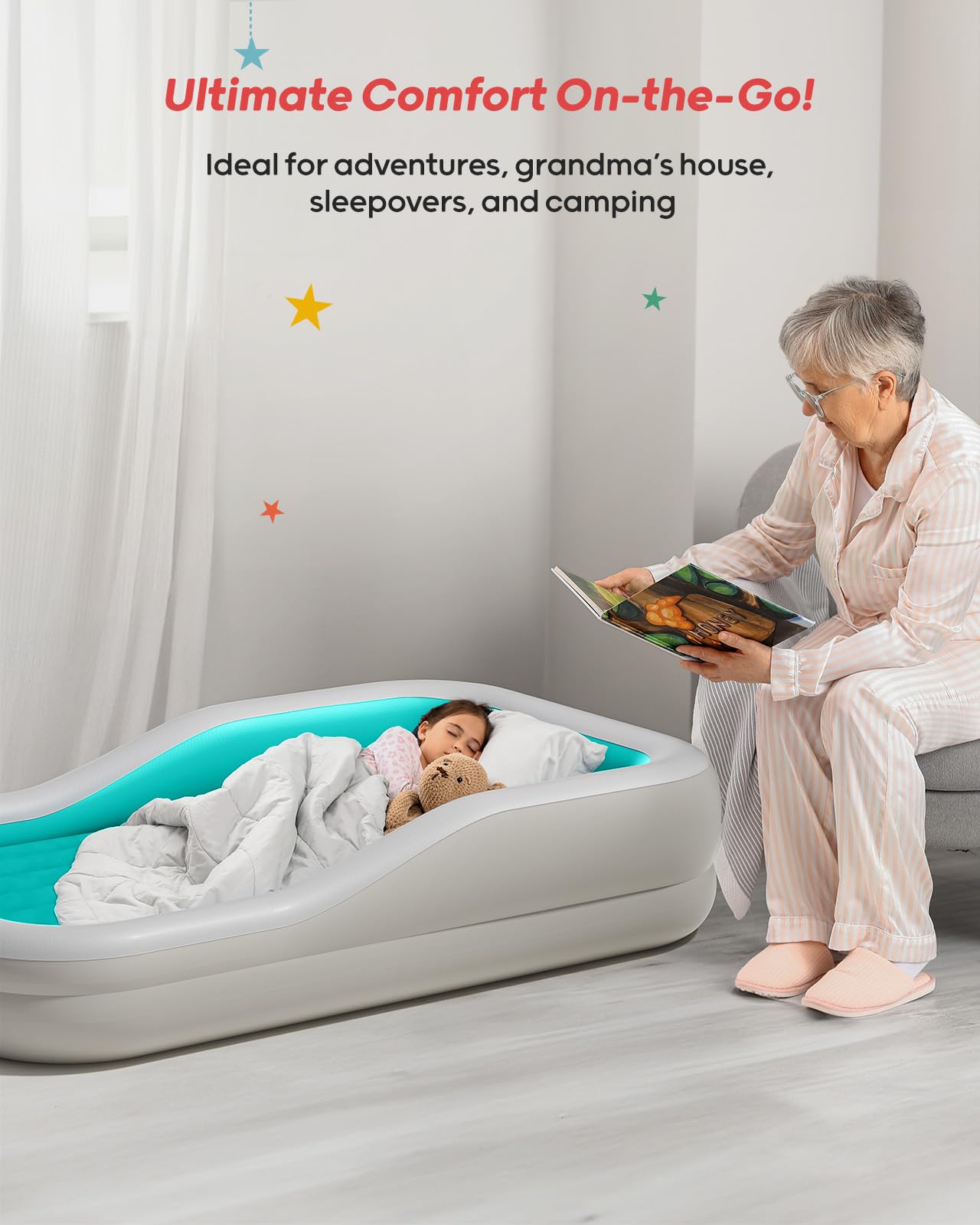 QPAU built-in safety bumpers prevent accidental roll-offs during naps.
