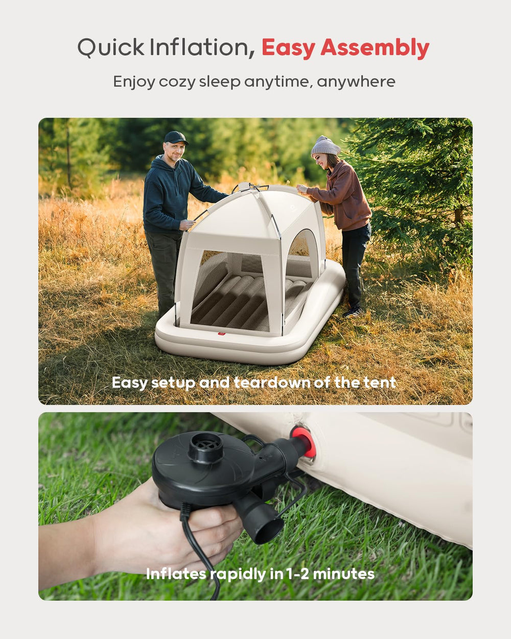 QPAU electric pump in use speeds up quick inflation.