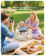 QPAU Safety harness baby seat keeps baby secure with straps for stable seating.