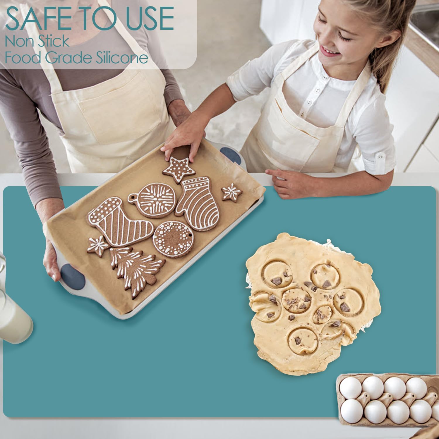 QPIX DIGITAL baking nonstick mat provides a reusable non-stick surface.