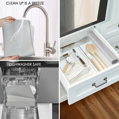 QPIX DIGITAL reusable silicone placemat is easy to wipe clean after use.