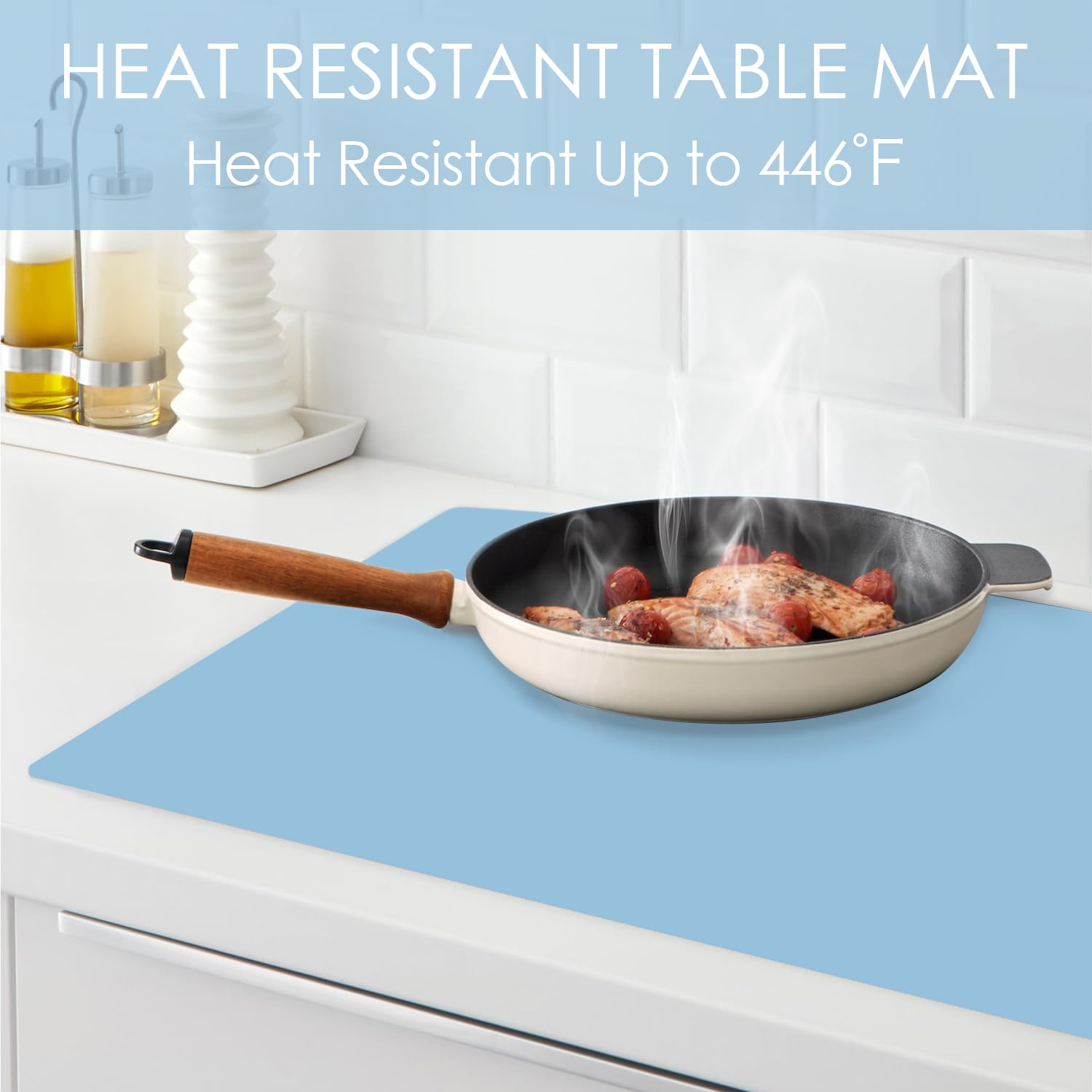 QPIX DIGITAL easy-to-clean silicone mat resists stains and wipes clean.
