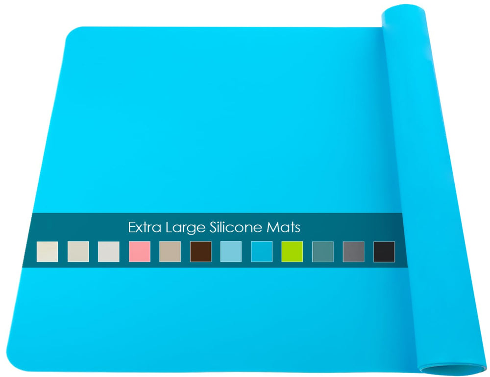 QPIX DIGITAL extra-large blue silicone mat top view, ideal for crafts and spill cleanup