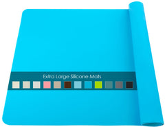 QPIX DIGITAL extra-large blue silicone mat top view, ideal for crafts and spill cleanup