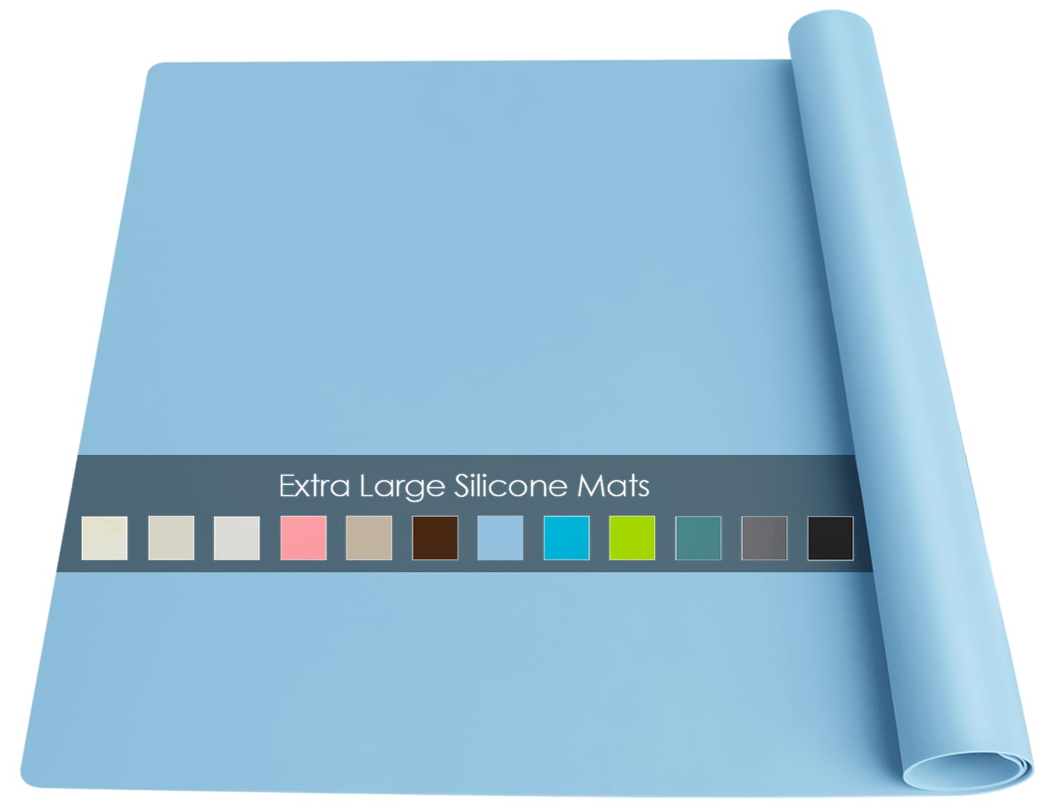 QPIX DIGITAL extra large silicone mat blue protects counters during baking and prep.