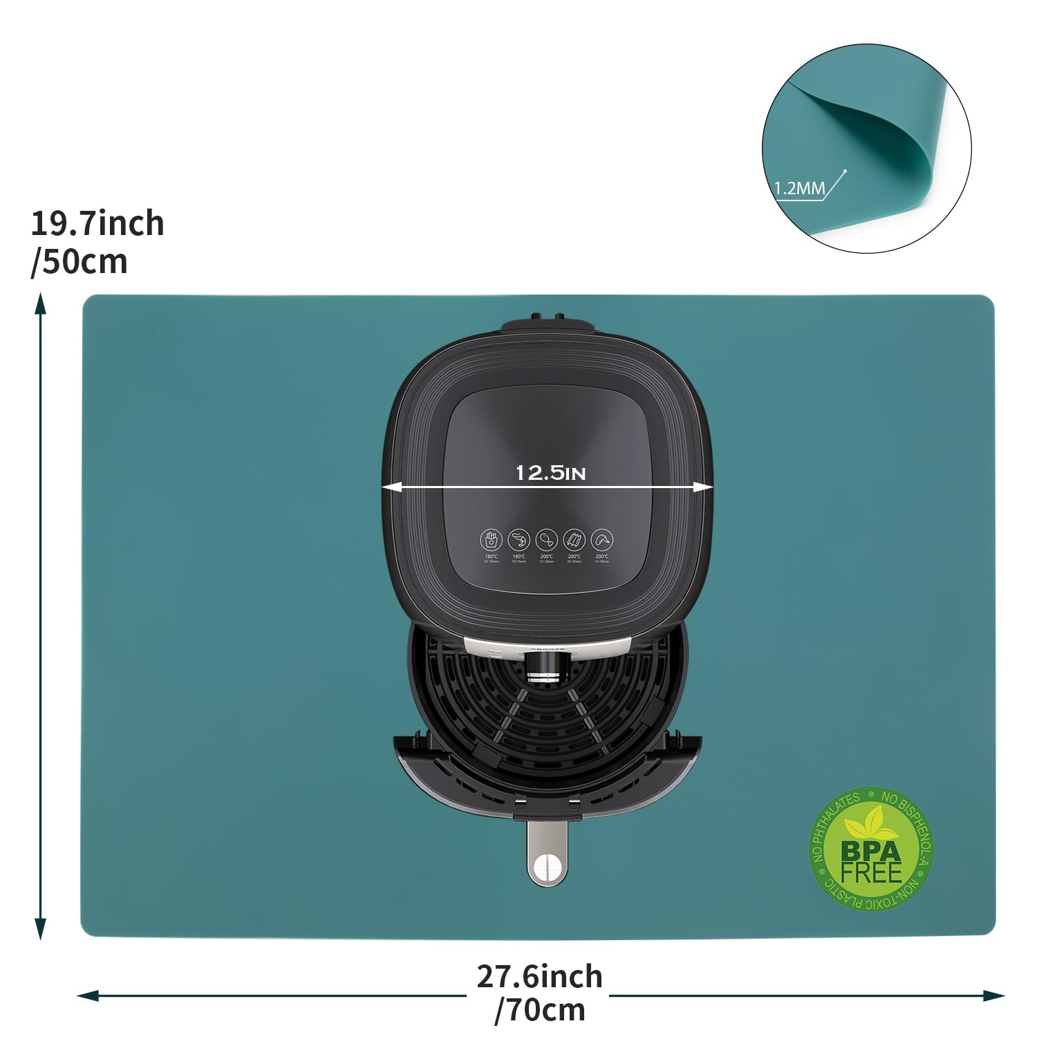 QPIX DIGITAL heat shield countertop mat withstands high temperatures.
