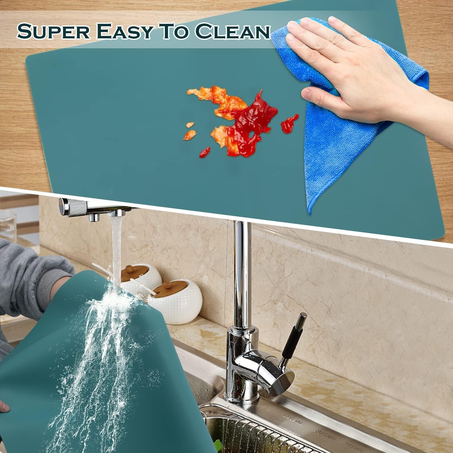 QPIX DIGITAL kids dining mat keeps messes contained and wipe-clean.