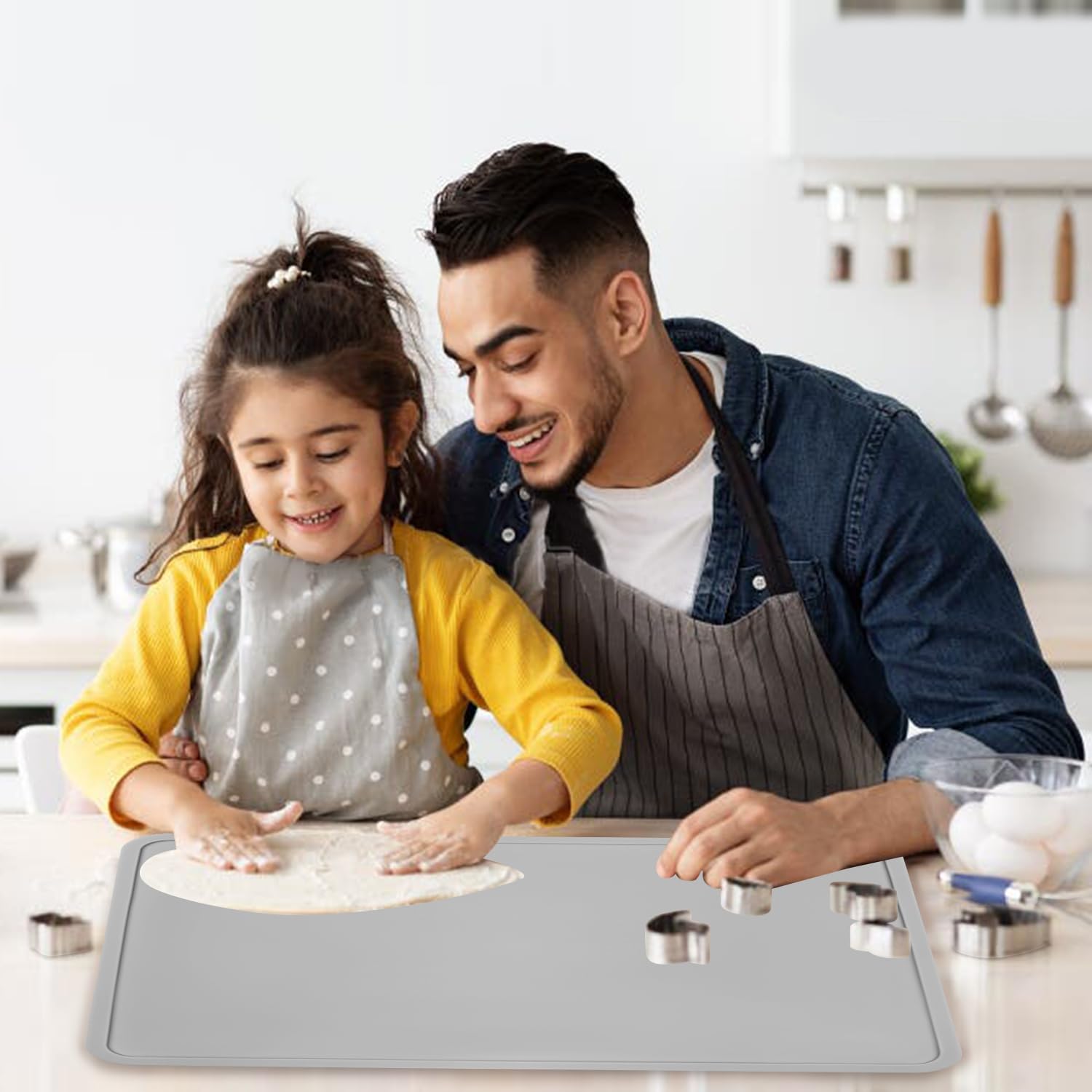QPIX DIGITAL kids placemat on dining table keeps surfaces clean and organized.