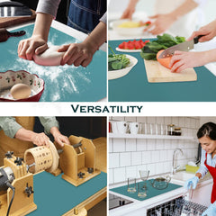 QPIX DIGITAL non-slip countertop mat keeps items steady during prep.
