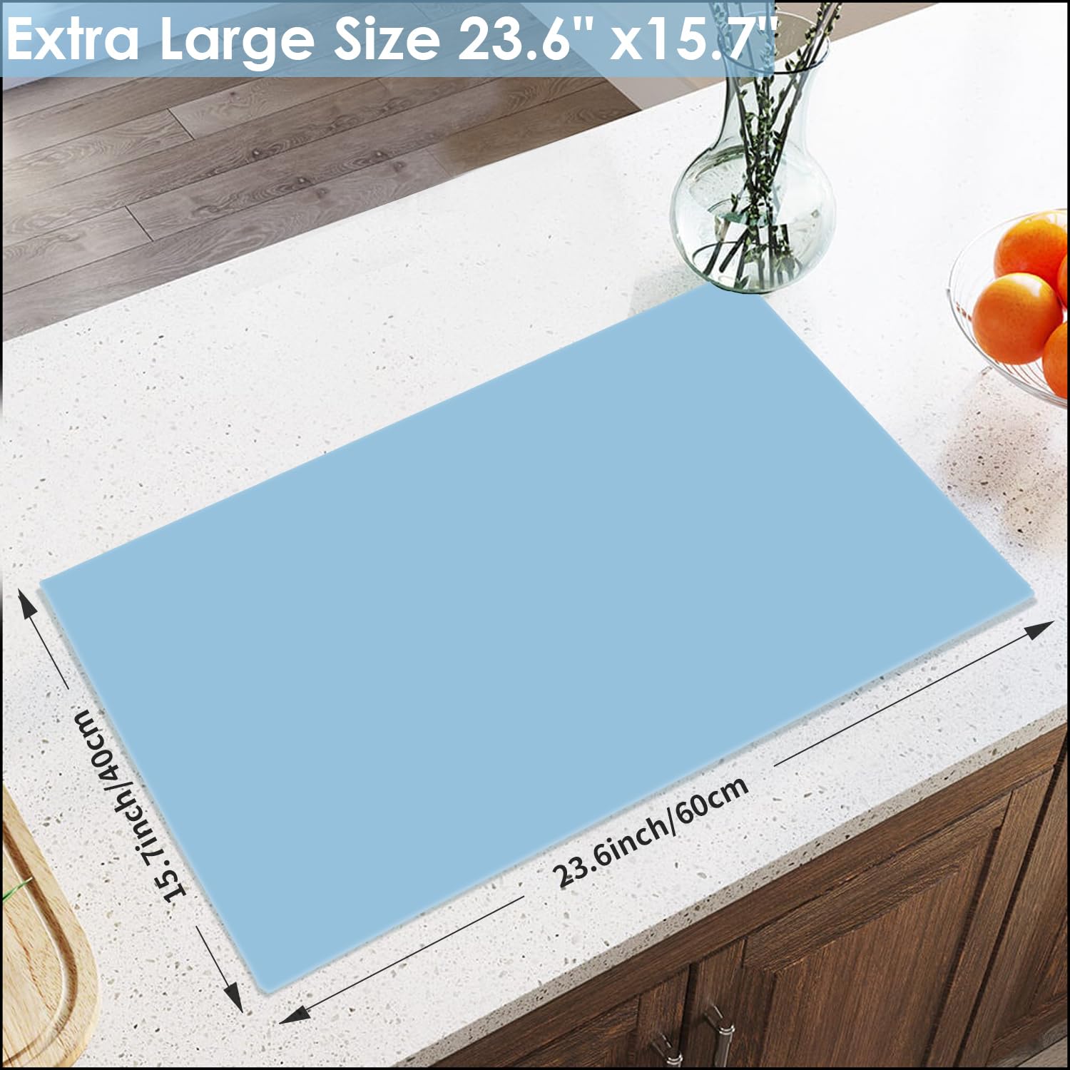 QPIX DIGITAL non-slip silicone mat keeps dishes steady on wood or glass tables.