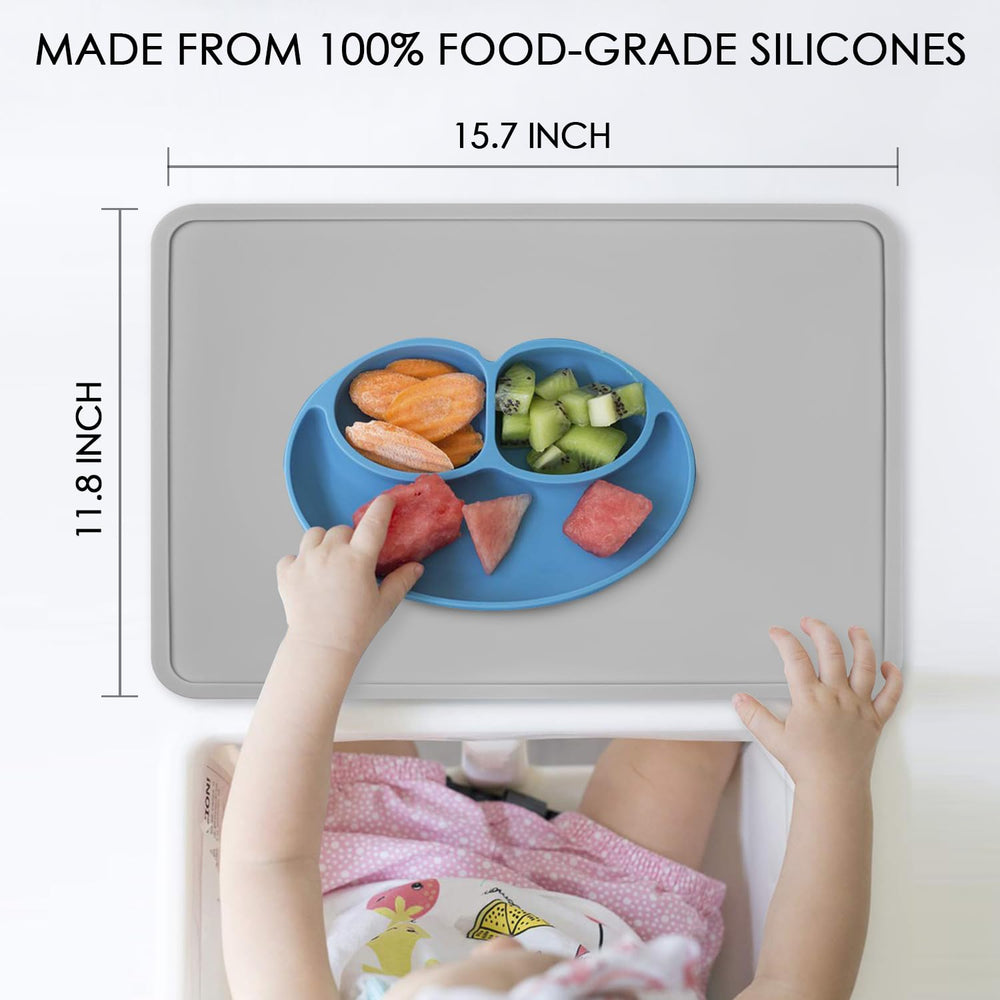 QPIX DIGITAL dishwasher-safe placemat protects highchair trays and tables.