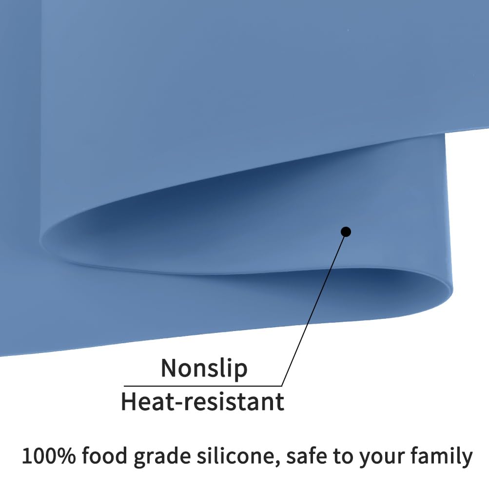 QPIX DIGITAL large blue-gray silicone mat rolls up easily for storage.