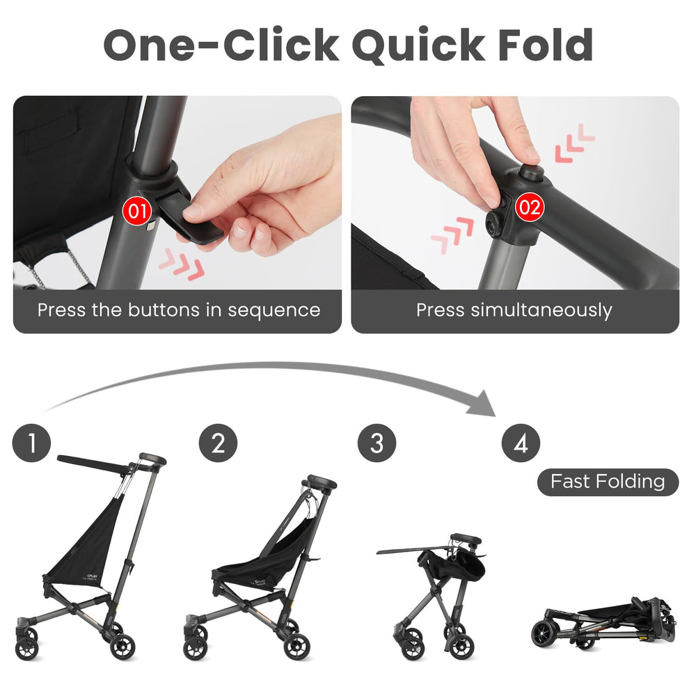 5-point harness on QPLAY travel stroller for secure seating