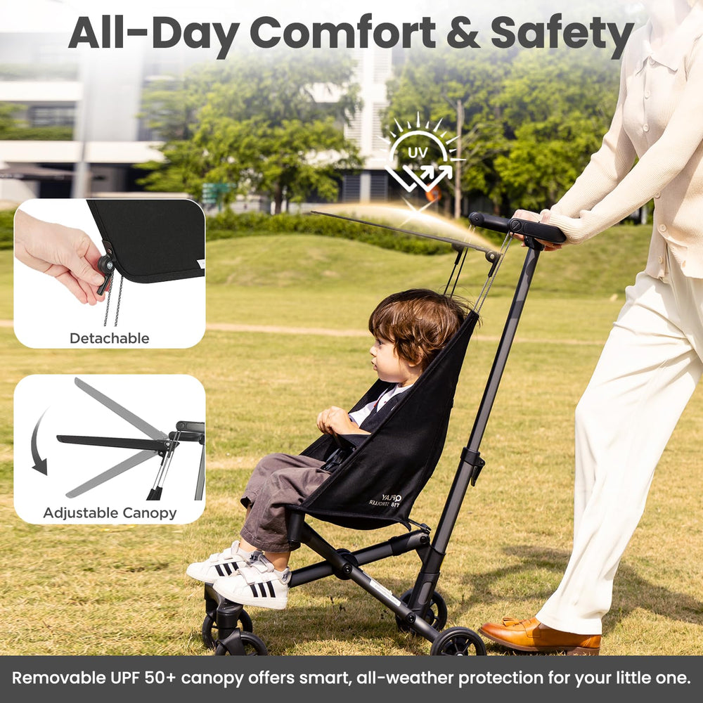 Breathable hammock-seat detail of QPLAY stroller for comfort