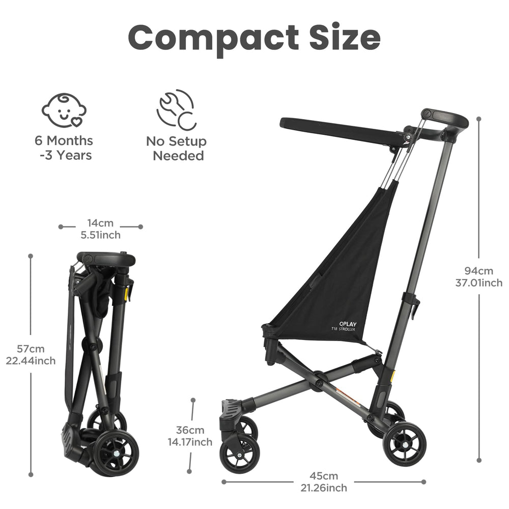 Two-second fold and unfold feature on QPLAY stroller for quick setup