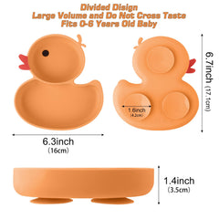 Qshare orange duck suction plate engages kids at mealtime