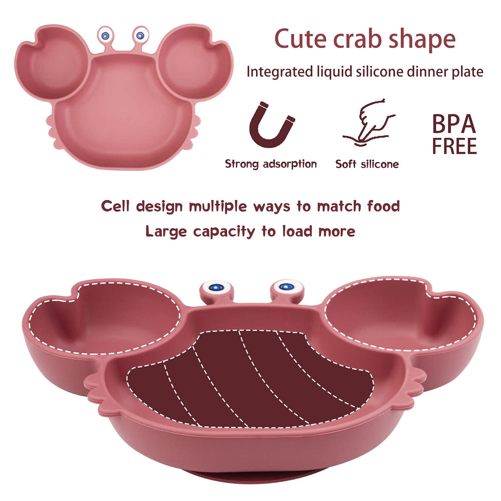 Qshare toddler plate with strong suction keeps meals steady