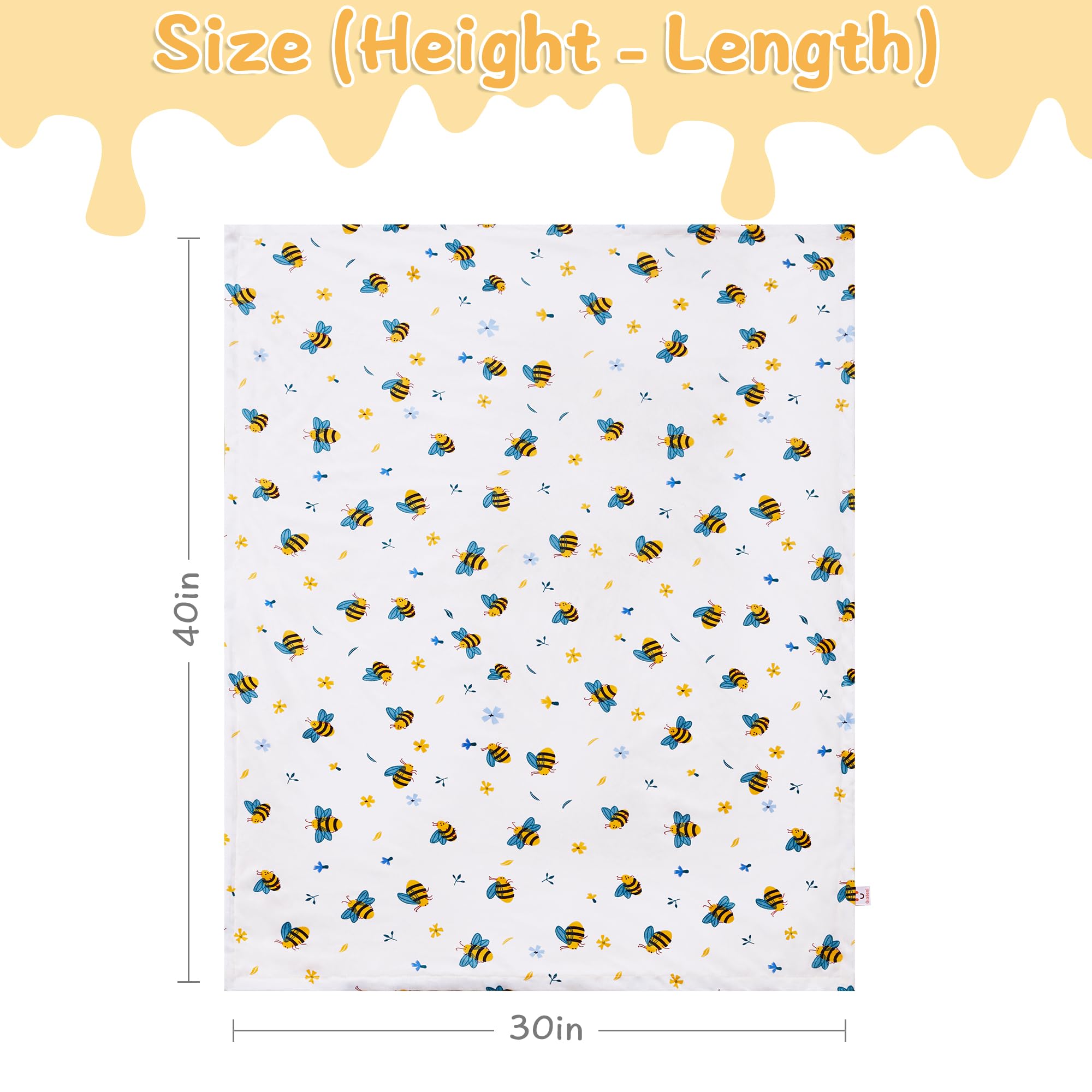 QSTEHEML Bee baby blanket machine-washable for easy care.