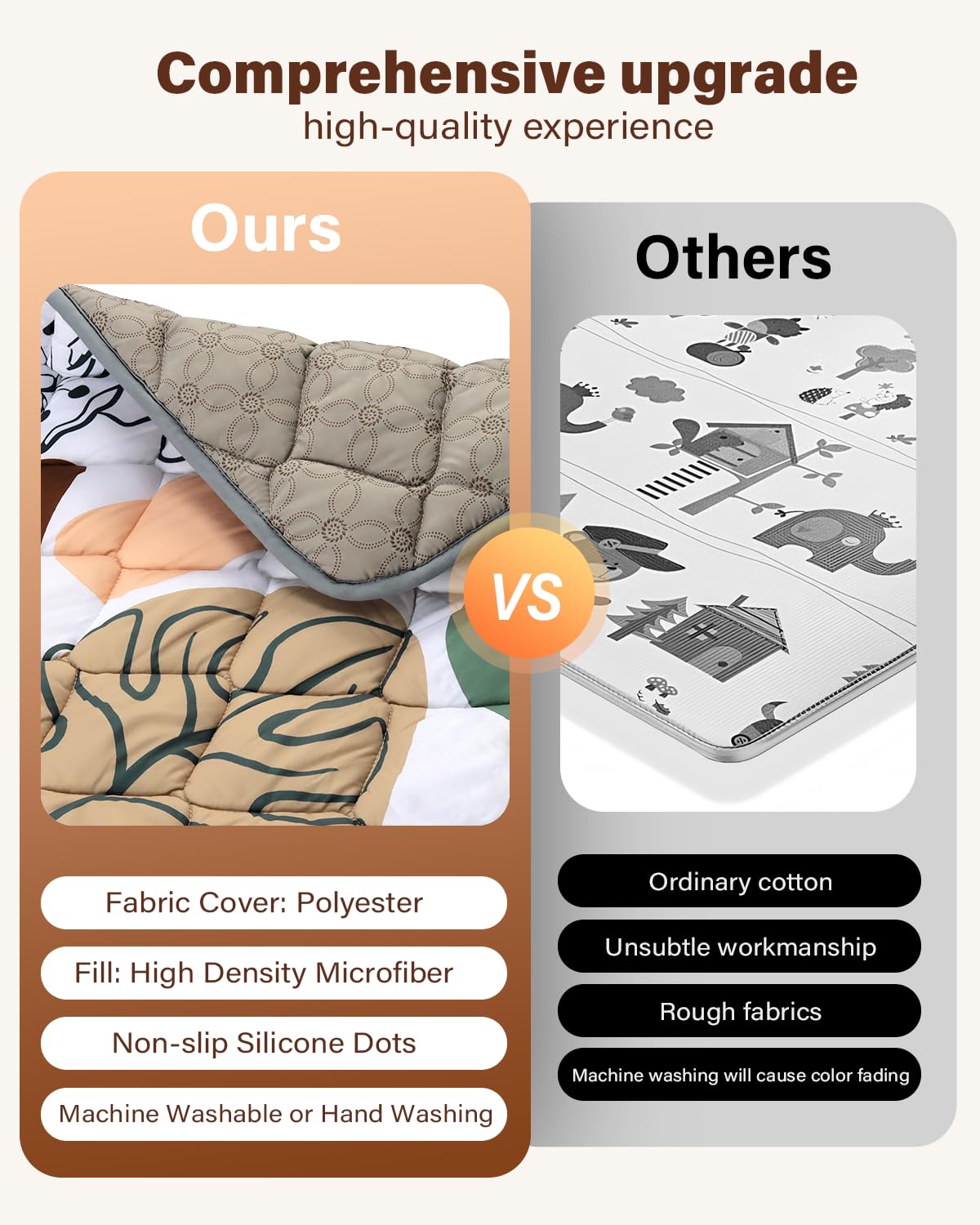 QUAFRET baby play mat earth-tones pattern complements modern interiors for versatile use.