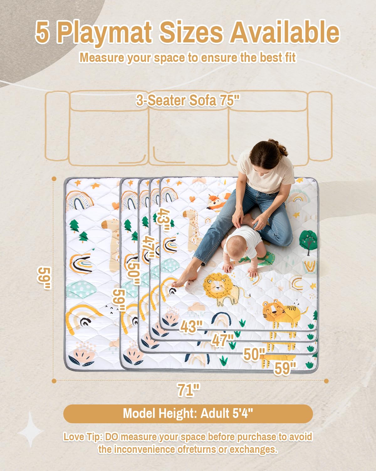 QUAFRET Baby Play Mat folded for easy portability and travel