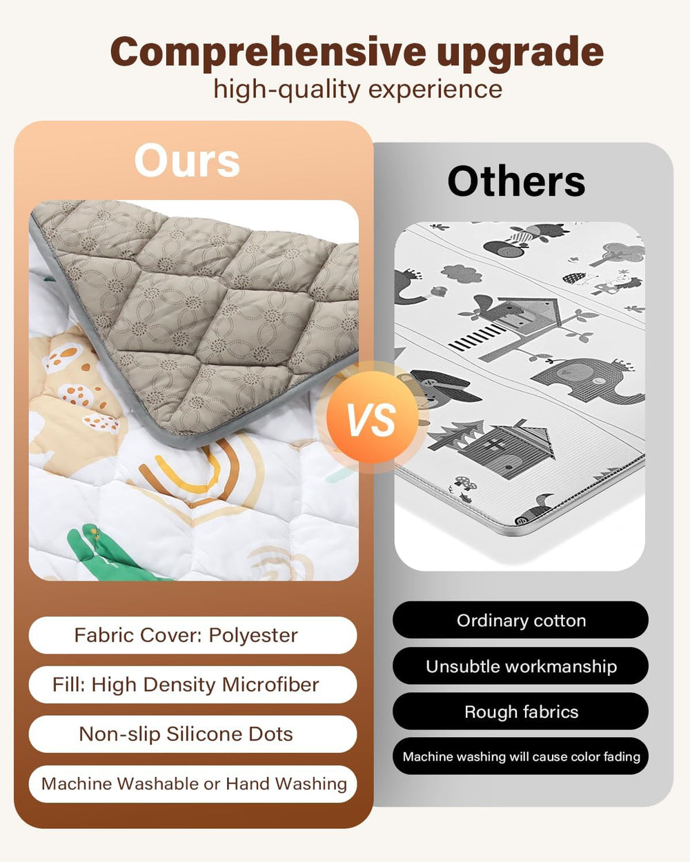 QUAFRET Baby Play Mat machine washable for quick cleanups.