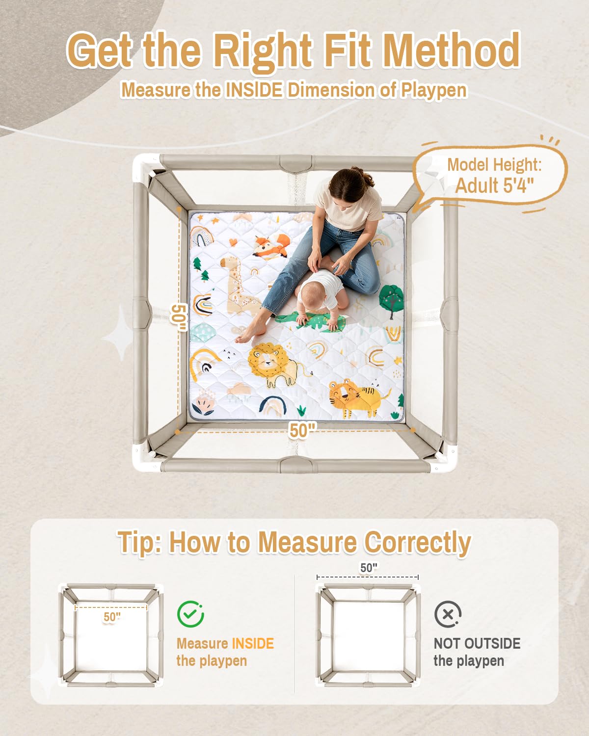 QUAFRET Baby Play Mat non-slip base keeps baby stable on floors