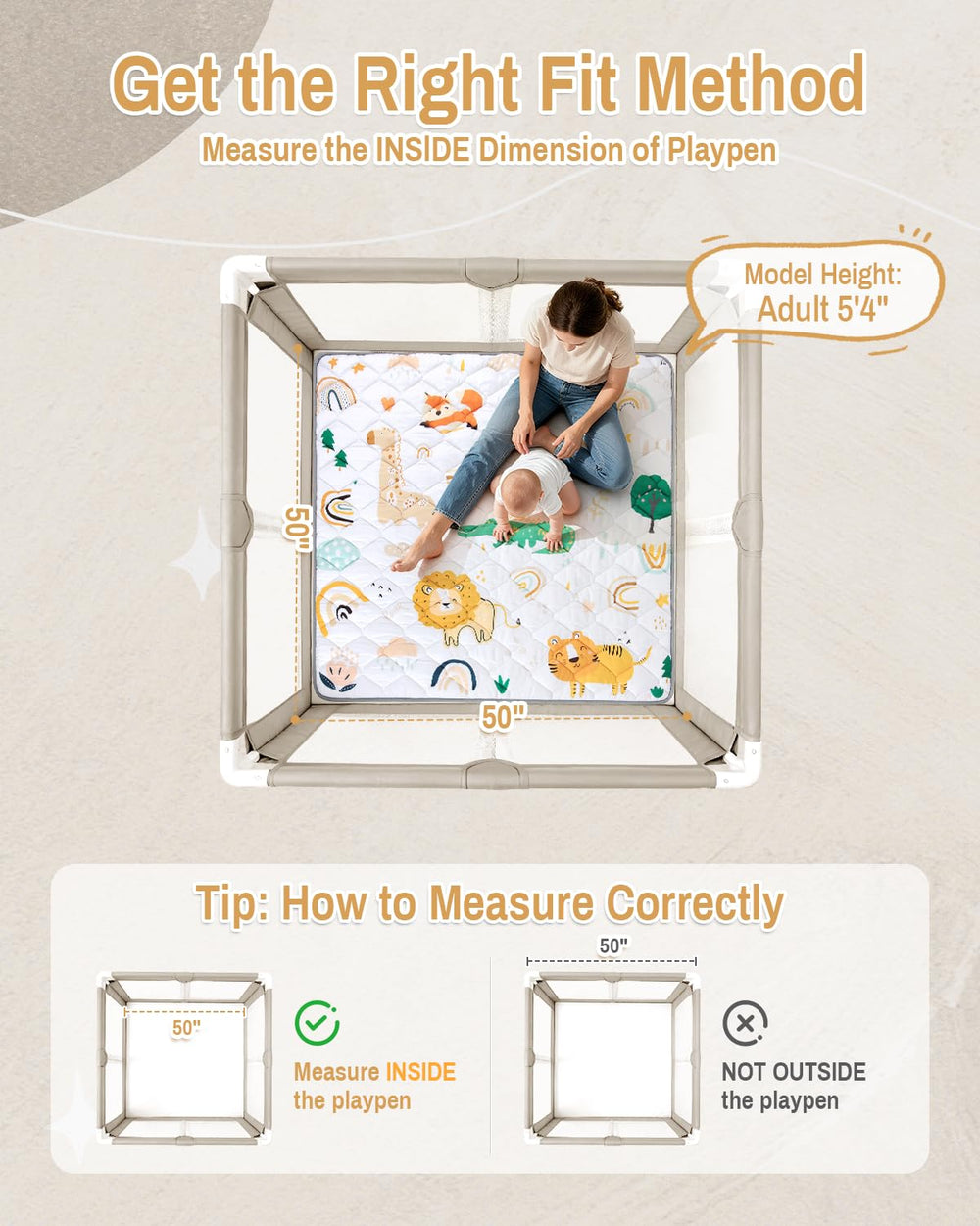 QUAFRET Baby Play Mat non-slip base keeps baby stable on floors