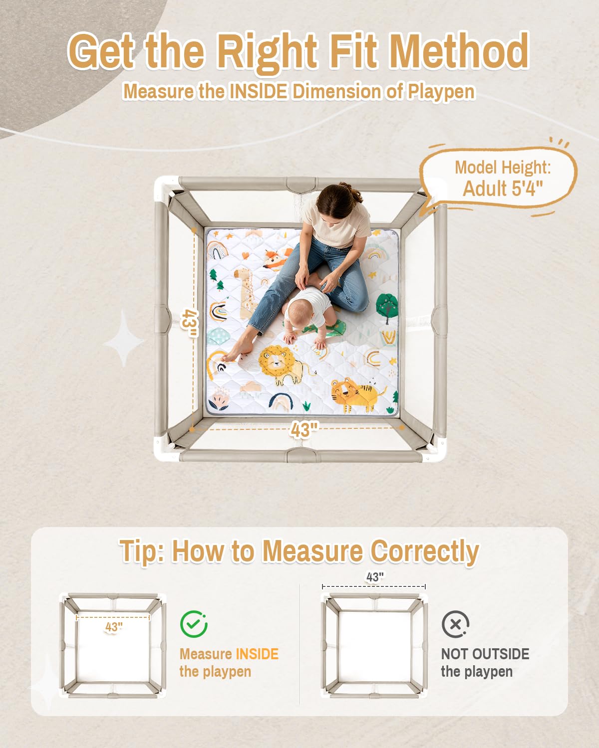 QUAFRET Baby Play Mat with non-slip base keeps babies safe on floors.