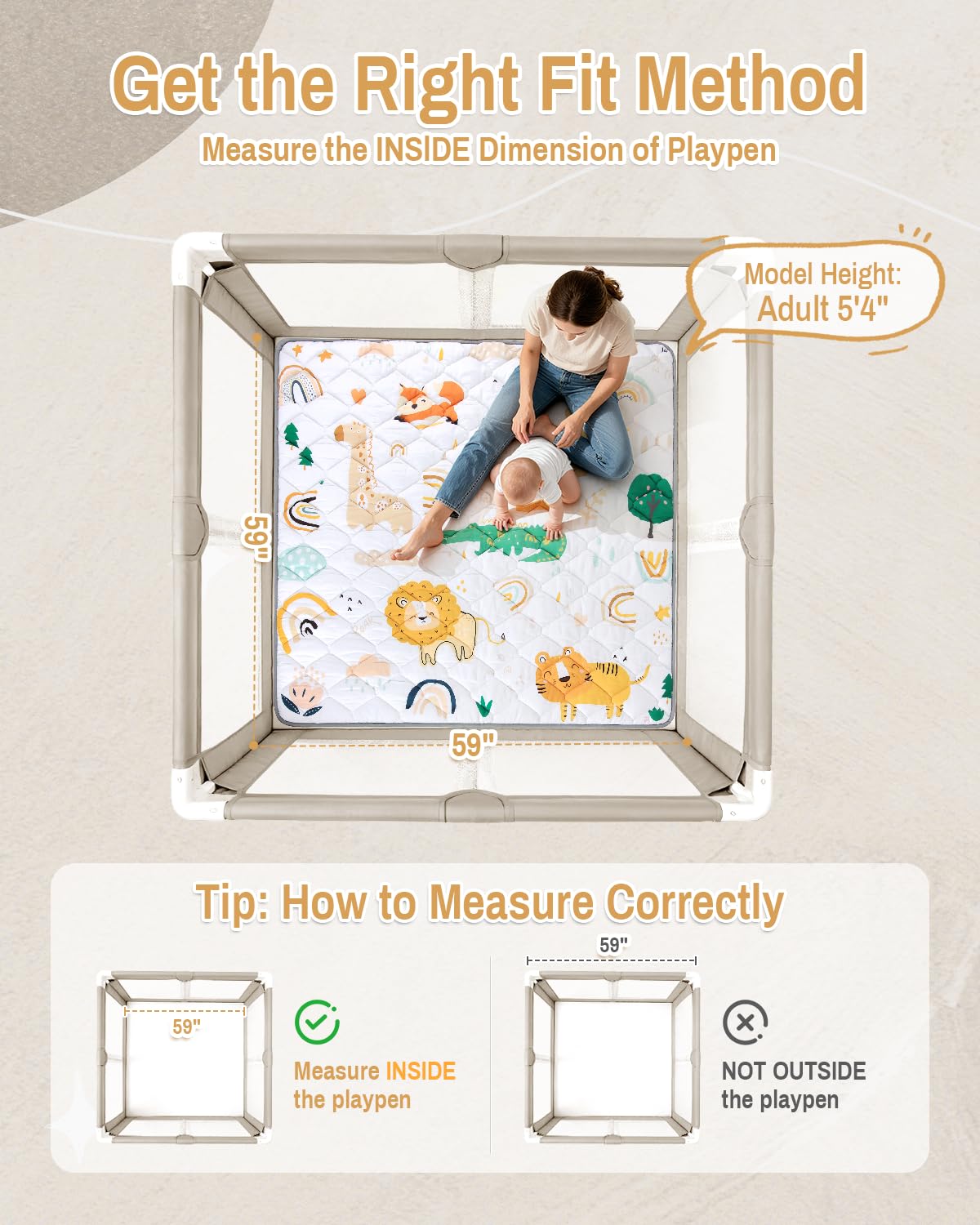 QUAFRET play mat featuring non-slip base for safer crawling on slick floors.
