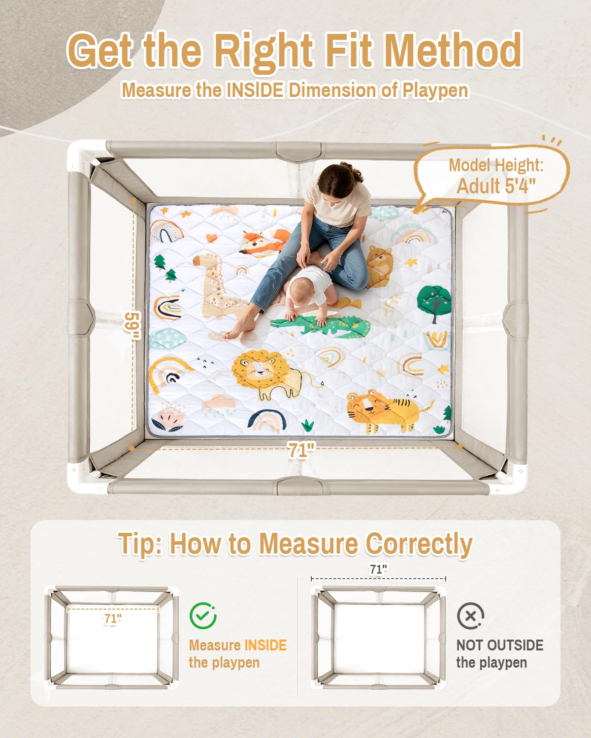 QUAFRET mat with non-slip base keeps babies steady on floors