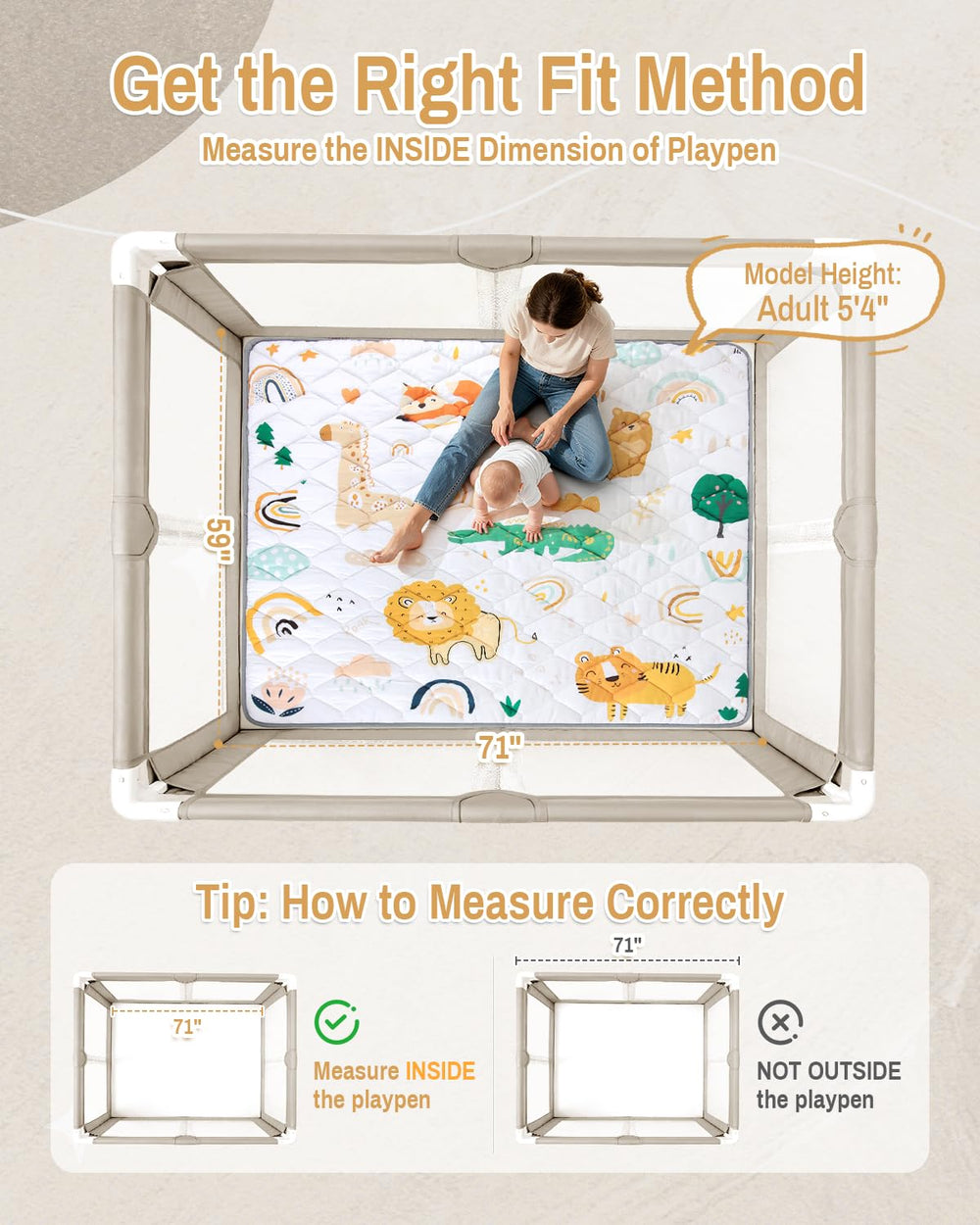 QUAFRET mat with non-slip base keeps babies steady on floors