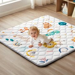 QUAFRET Baby Play Mat with soft fabric ideal for cozy playtime and naps.