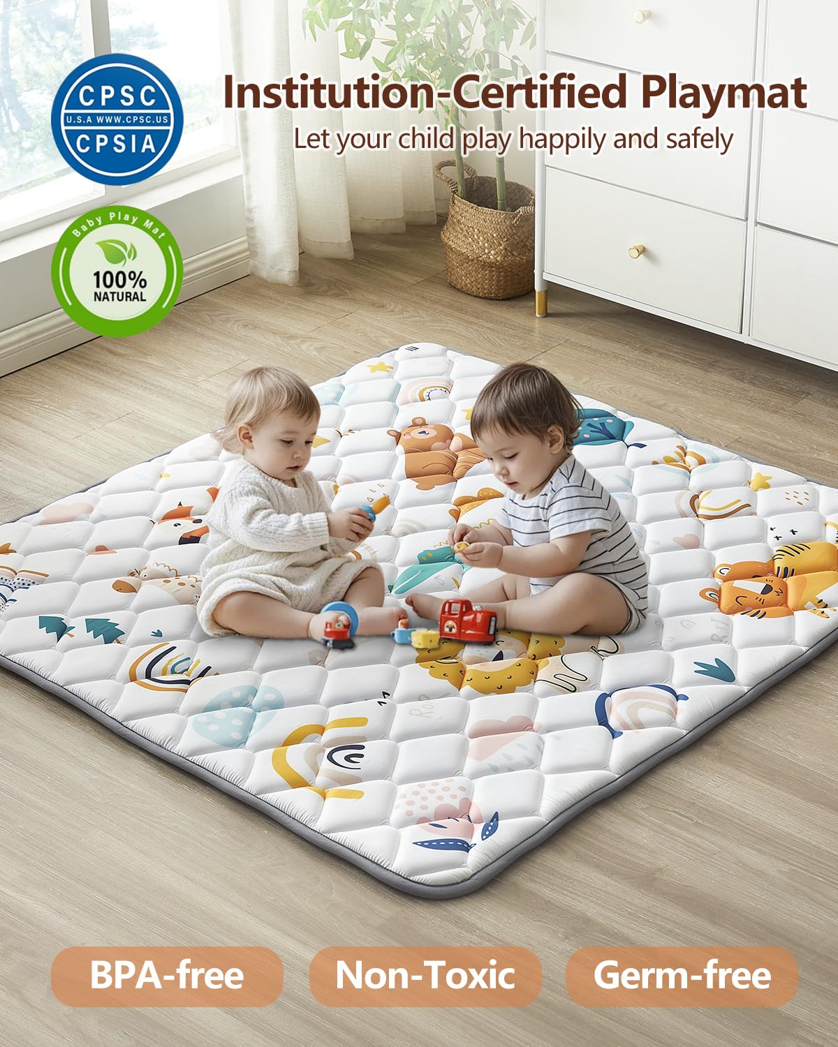 Soft polyester-filled QUAFRET mat provides cushioned play support