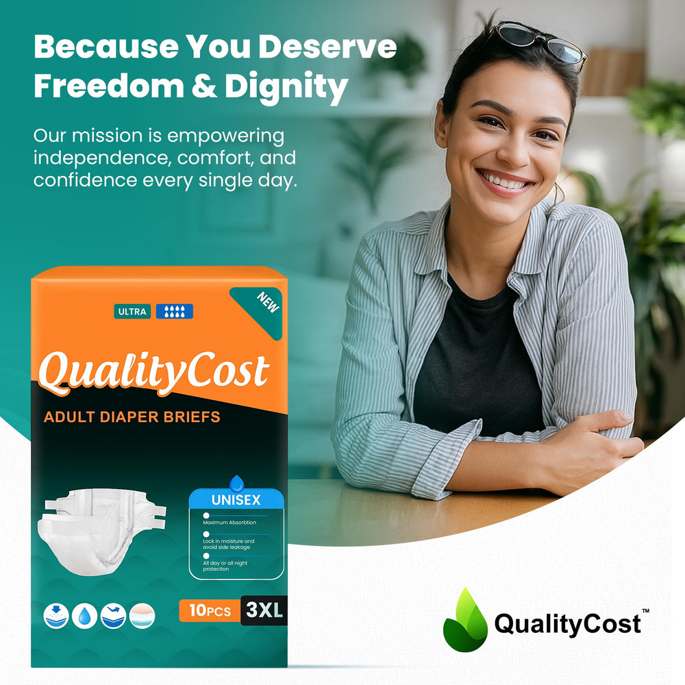 QualityCost disposable incontinence briefs offer reliable care for mobility or seniors
