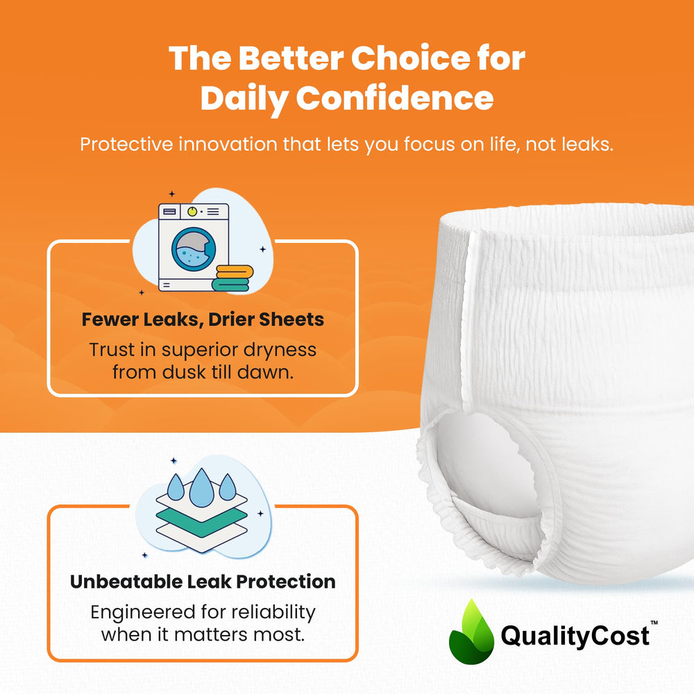QualityCost XXXL pull-up diaper close-up of absorbent core for quick moisture locking.