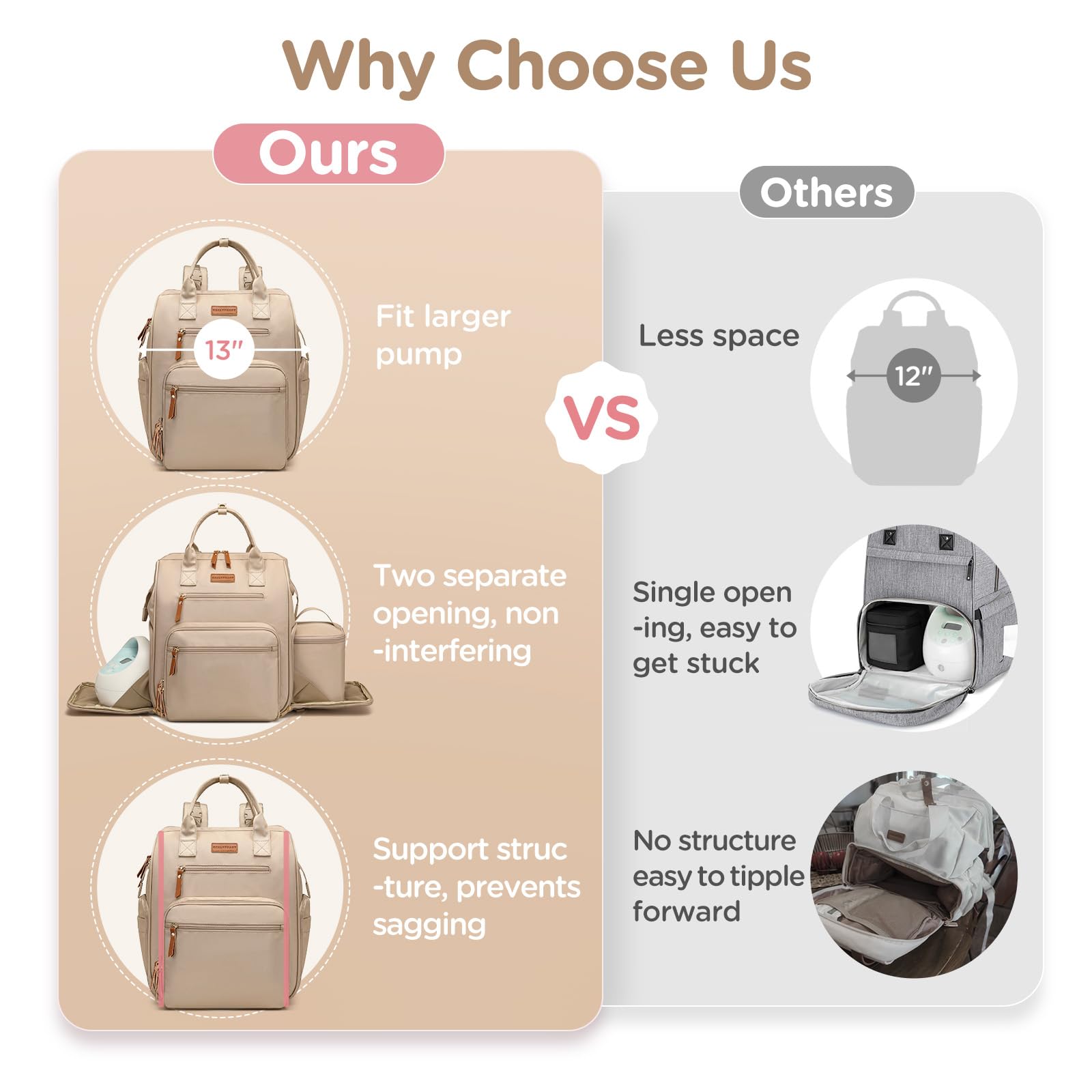 Qualyphant front pockets offer quick access to bottles and wipes on the go.