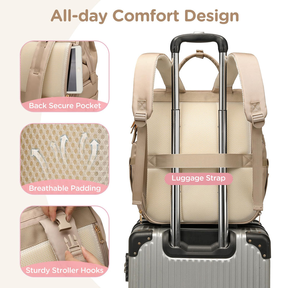Qualyphant stroller straps and luggage sleeve enable hands-free travel.