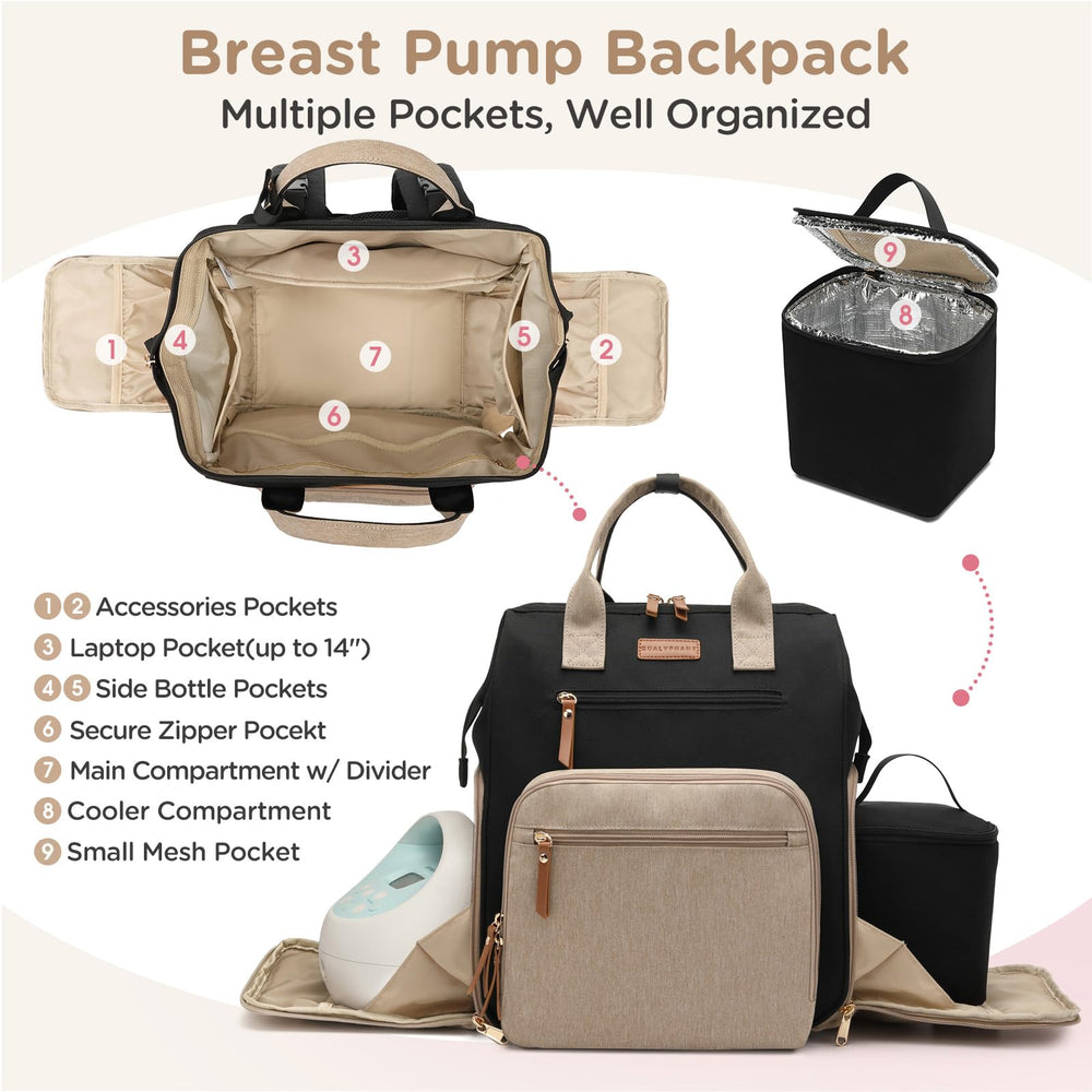 Qualyphant diaper backpack with 14 pockets for organized baby gear