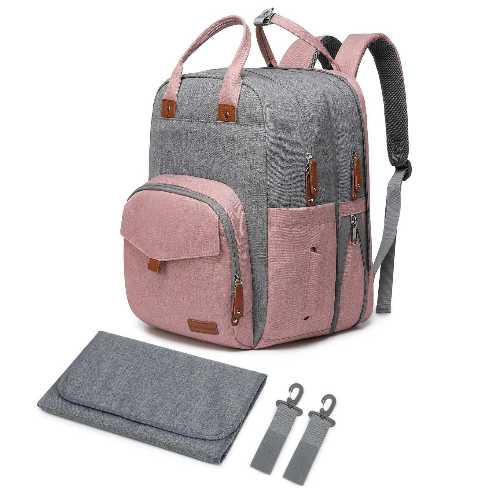 Qualyphant expandable diaper bag backpack showing full capacity for twins