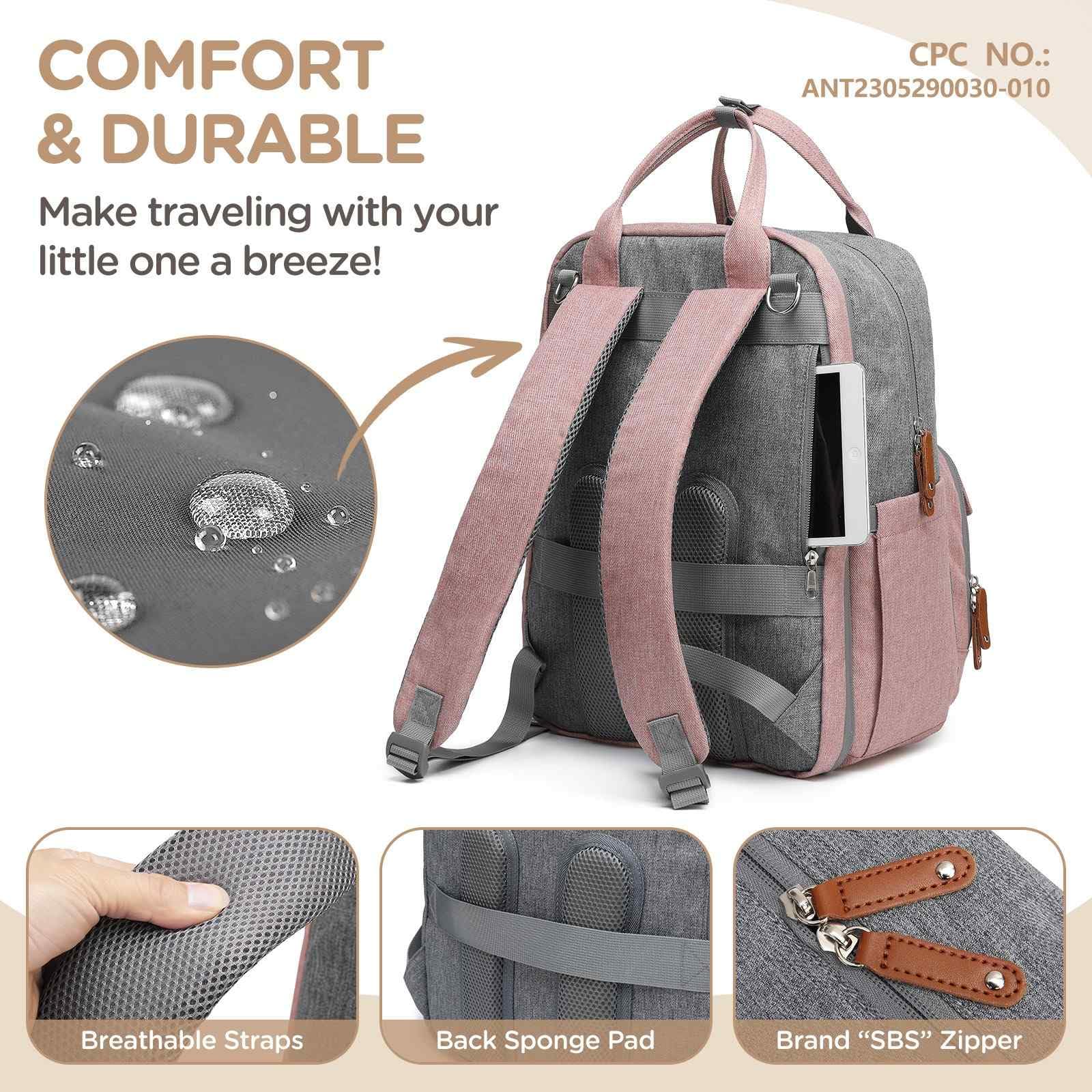 Qualyphant built-in stroller hooks and luggage straps for hands-free travel
