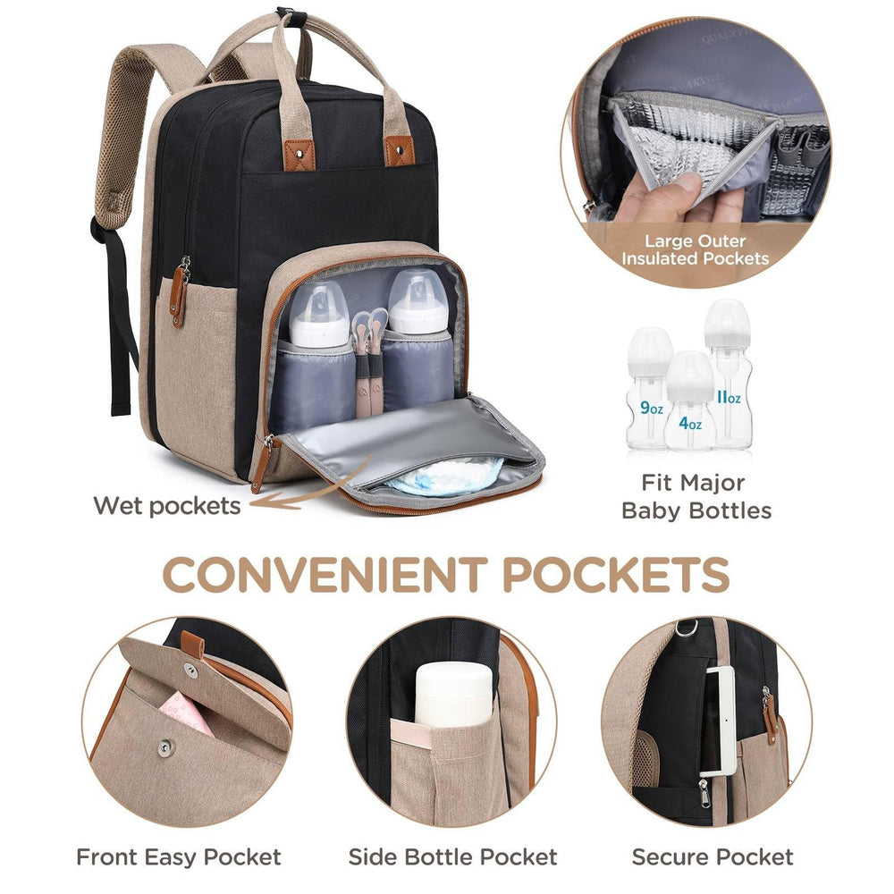 Water-repellent Oxford fabric protects belongings in the Qualyphant backpack.