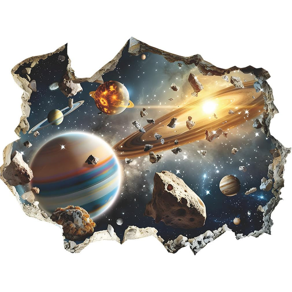 Quanhaigou 3D Galaxy wall decal showcasing a vibrant space scene for dramatic room decor.