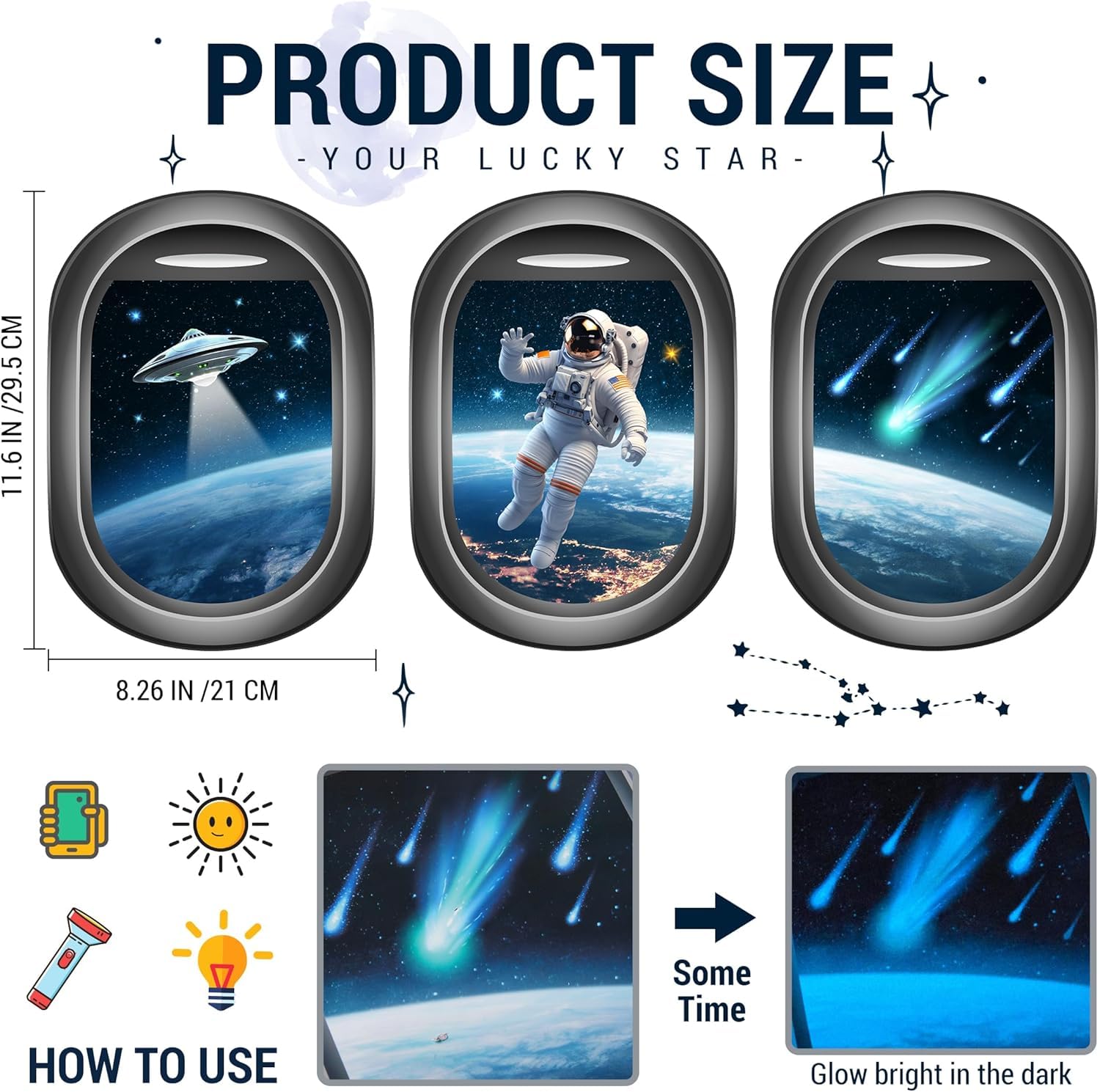 Quanhaigou glow spacecraft wall sticker sparks imaginative play