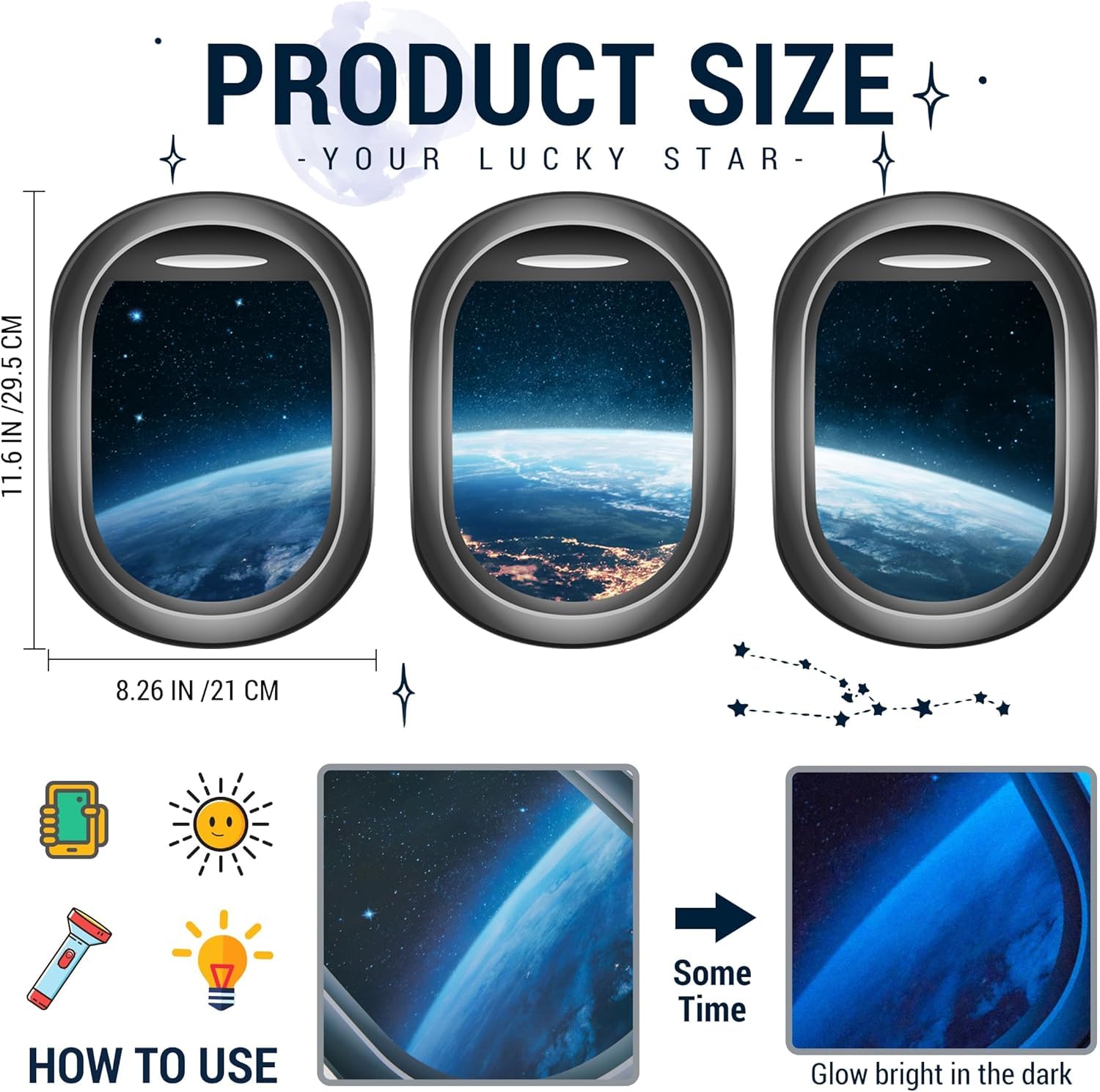 Quanhaigou Meteors glow decal adds dynamic motion to walls and windows.
