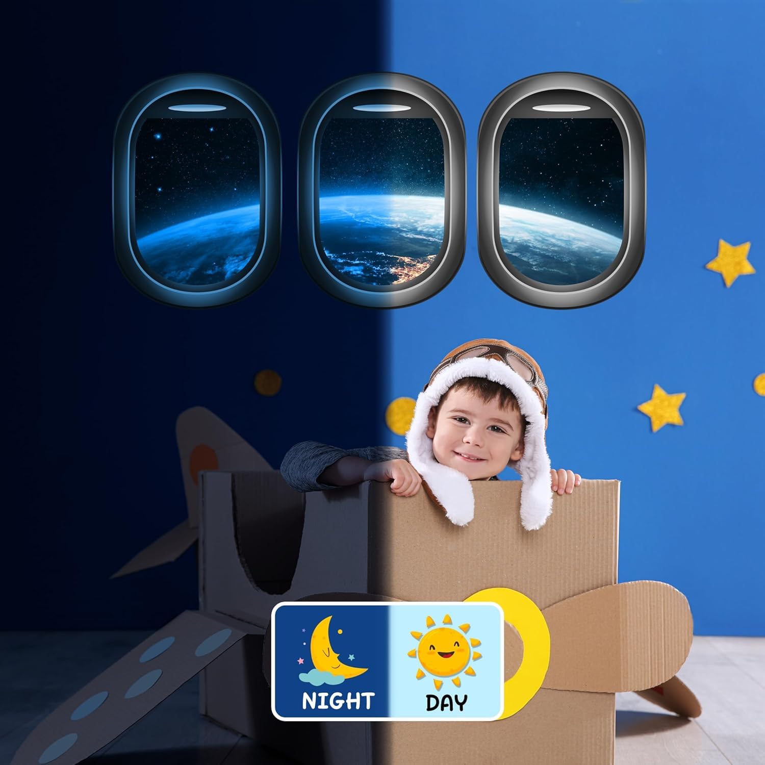 Quanhaigou Window sticker set3 showcases space scenes on smooth surfaces.