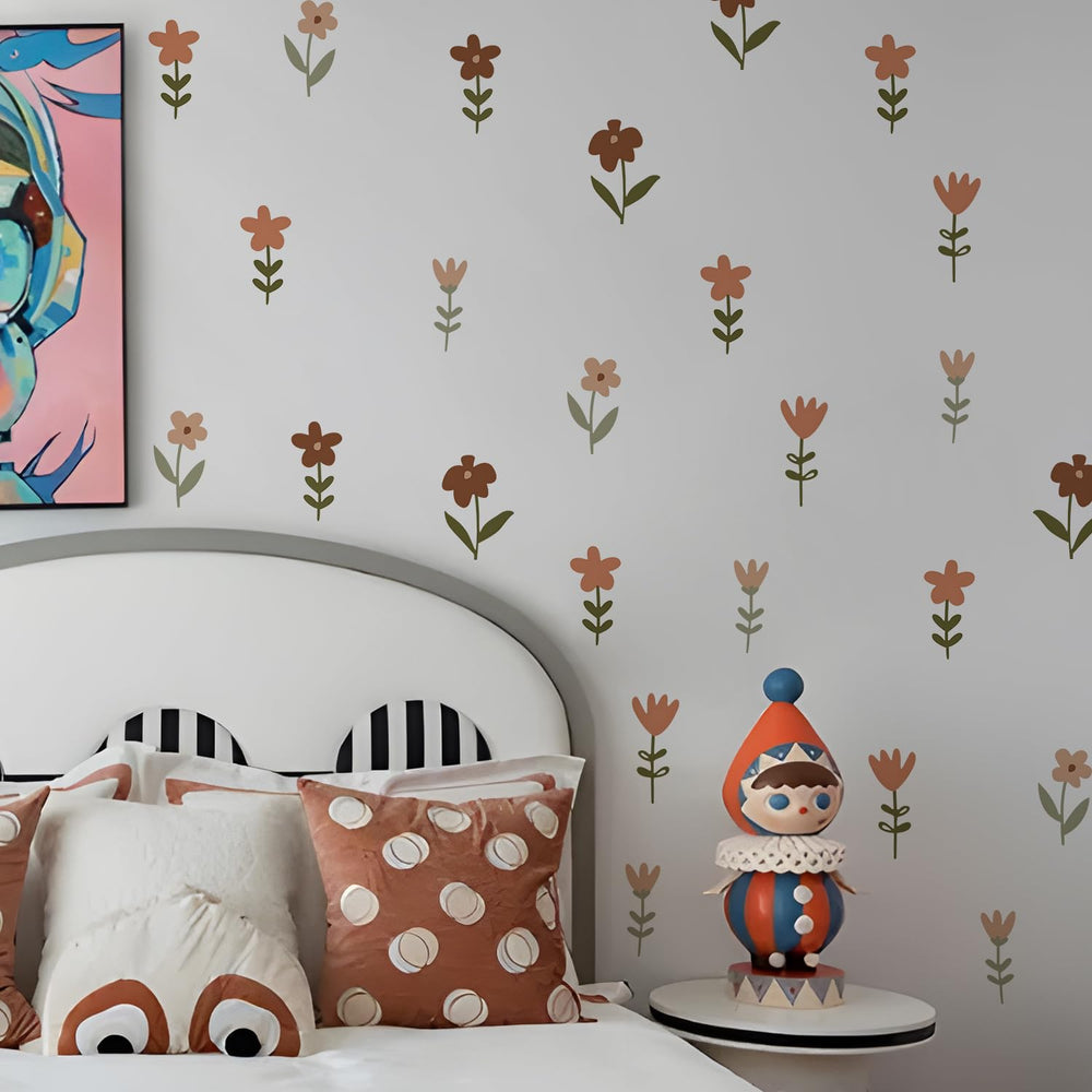 Rainbow and sun scene from QUCHENG Boho wall stickers brightening a kid's space