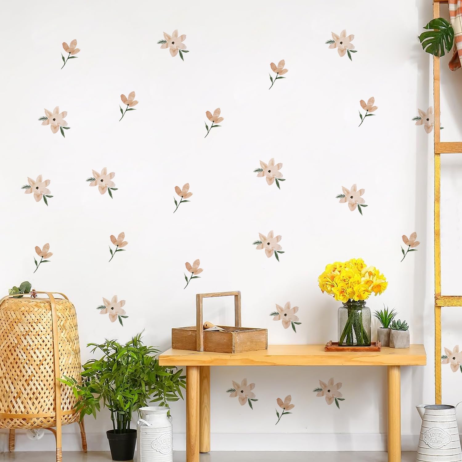 QUCHENG Boho watercolor nursery animals and flowers sticker elevates decor