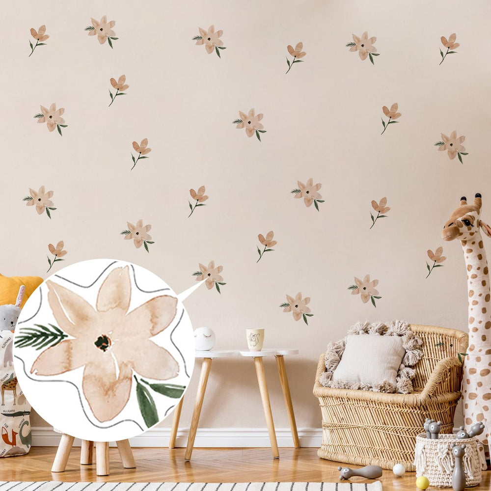 QUCHENG Boho watercolor nursery plants leaves sticker adds natural vibes